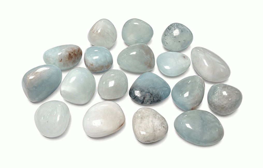 Weihrauch bei Aquamarin A trommelstein 2-3cm 250g