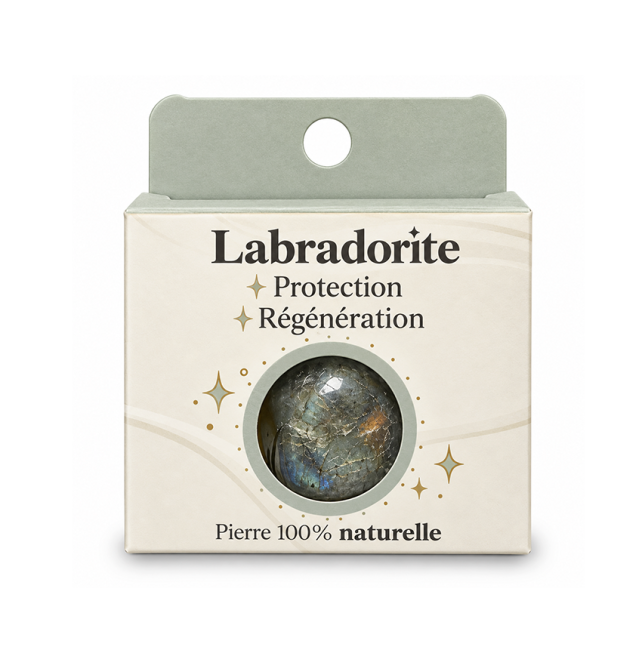 Weihrauch bei Labradorit A Trommelstein in Box 2-3 cm