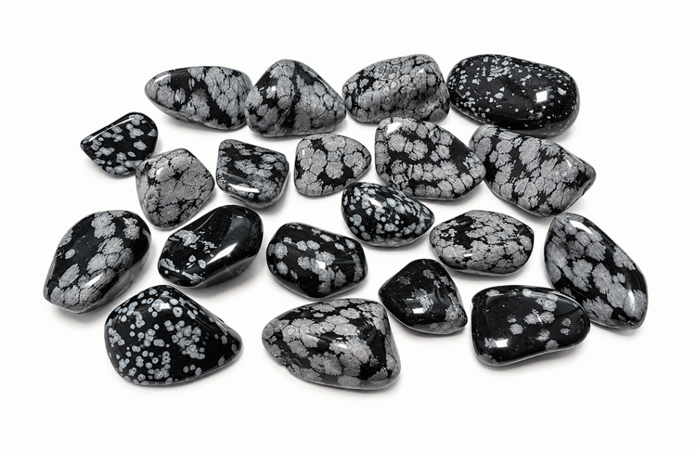 Weihrauch bei Schneeflockenobsidian A Trommelsteine 2-3cm 250g