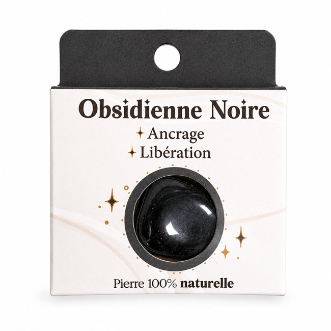 Weihrauch bei Schwarzer Obsidian A Trommelstein in Box 2-3 cm