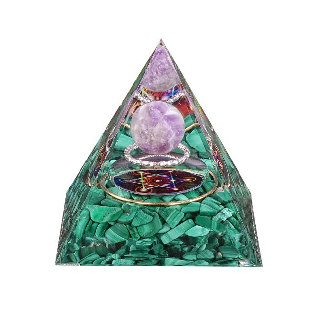 Orgonitpyramide Amethyst & Malachit Metatron