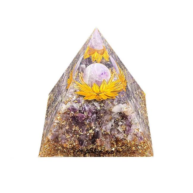 Orgonit-Pyramide Amethyst Lotus 8cm