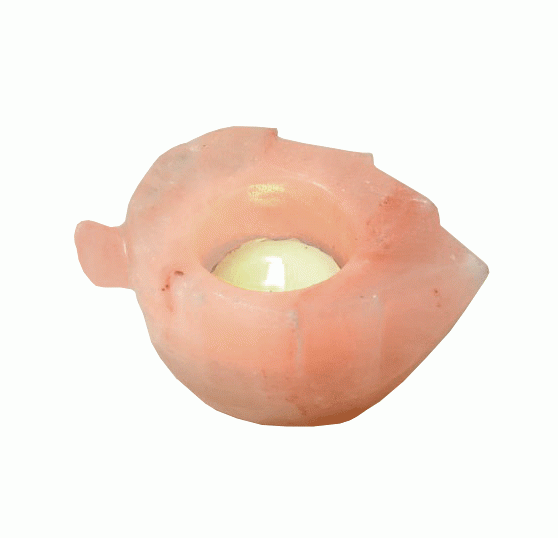 Kerzenhalter in Blattform aus natürlichem Salzkristall, 400 g