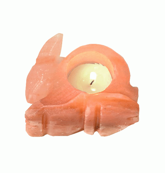 Kerzenhalter in Hasenform aus natürlichem Salzkristall, 500 g