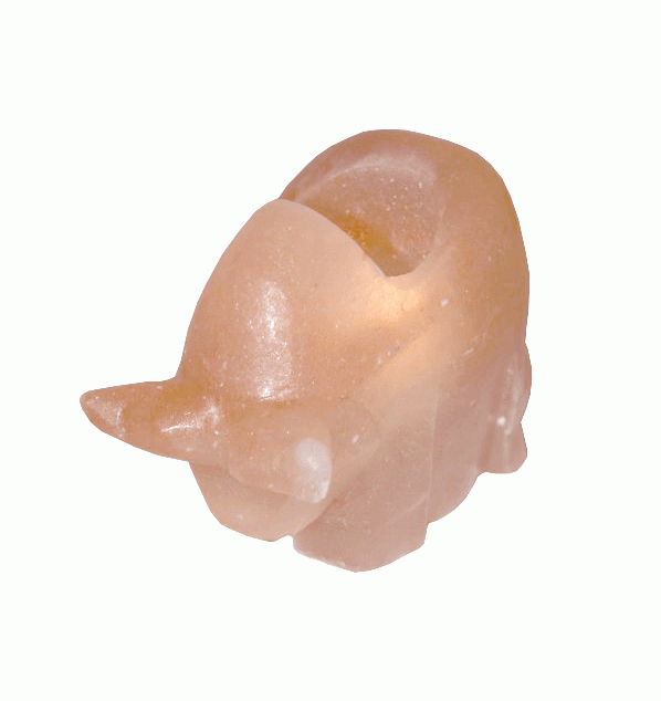 Kerzenhalter aus Natursalzkristall, Stiermotiv, 1 kg