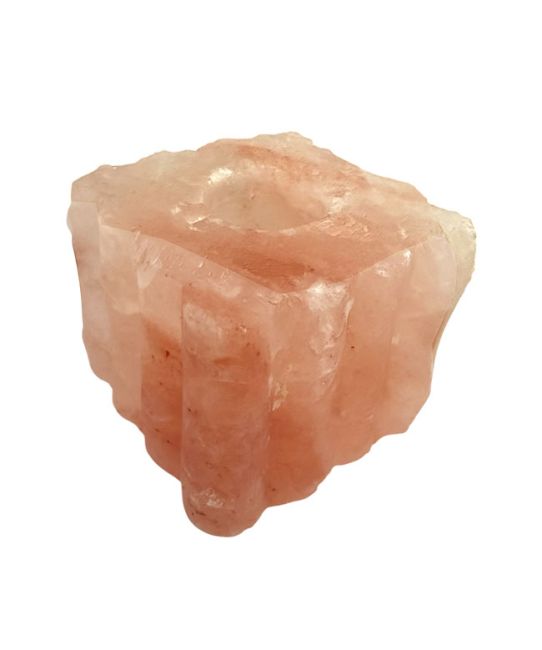 Kerzenhalter aus Bambus mit natürlichem Salzkristall, 1-2-1,5 kg