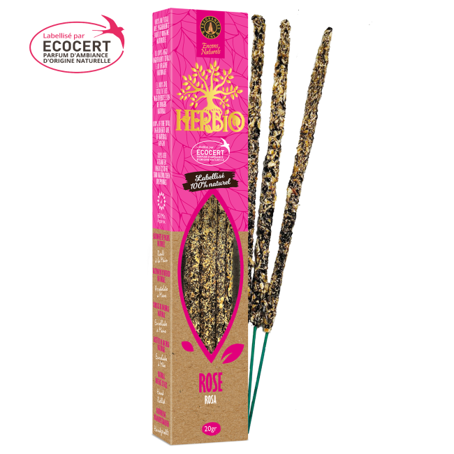 Weihrauch bei Räucherstäbchen Ecocert Herbio Rose 20g