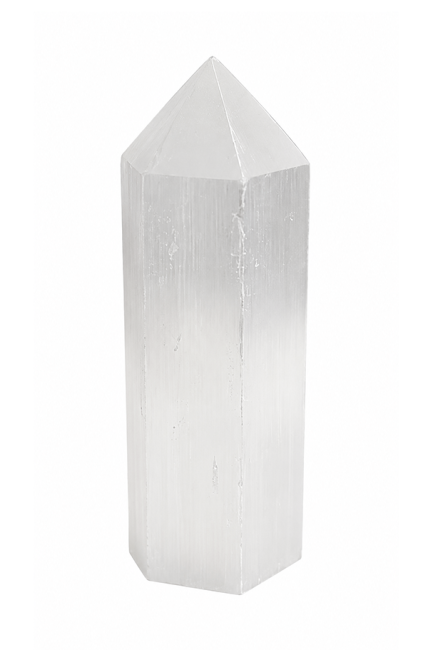 Sechseckiger Selenit-Turm 12cm 350g
