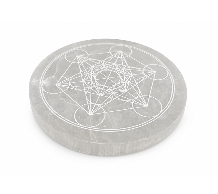 Runde Selenit-Platte Metatron 14cm 550g