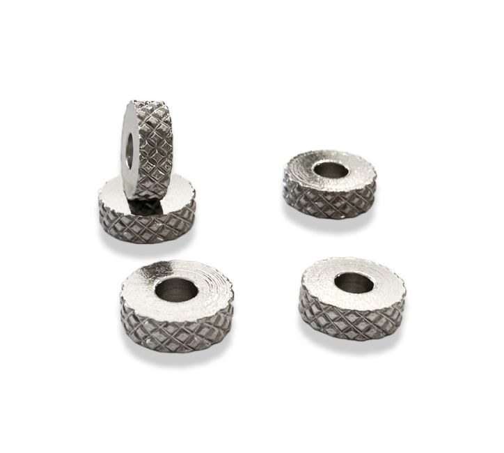 Silberfarbene, gestreifte Rondell-Spacer-Charm-Perlen aus Edelstahl, 6 mm x 100