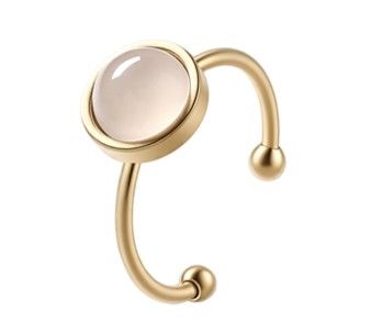 Rosenquarzring – vergoldeter Edelstahl