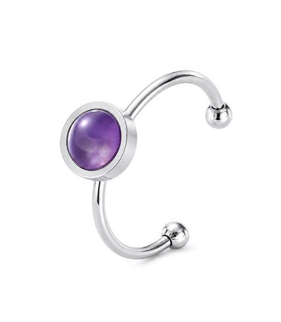 Weihrauch bei Verstellbarer silberfarbener Edelstahlring mit Amethyst A 6mm