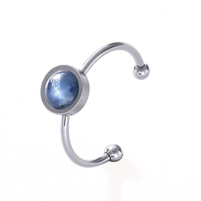 Ring aus blauem Kyanit – Silberner Edelstahl