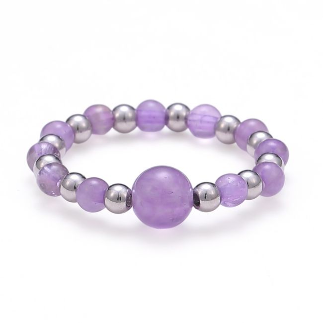 Silberner Amethysten-Perlenring