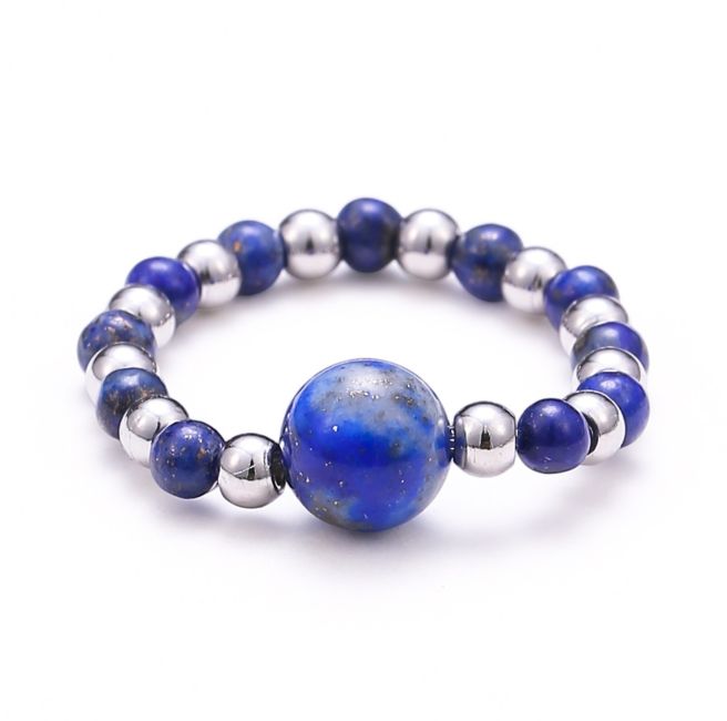 Silberner Lapislazuli-Perlenring
