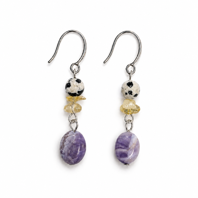 Weihrauch bei Ohrringe – Dalmatinerjaspis, Citrin & Amethyst