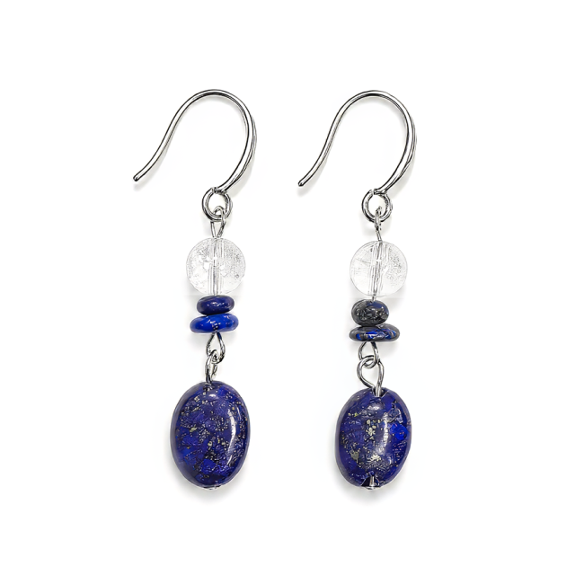 Weihrauch bei Ohrringe – Bergkristall & Lapislazuli