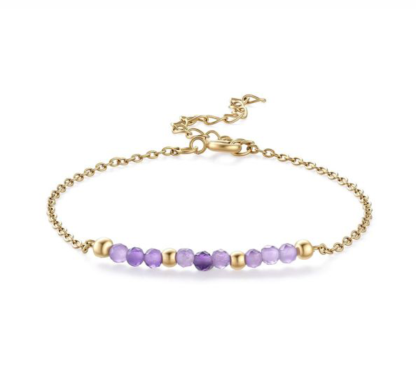 Facettiertes Amethyst-Armband – vergoldeter Edelstahl