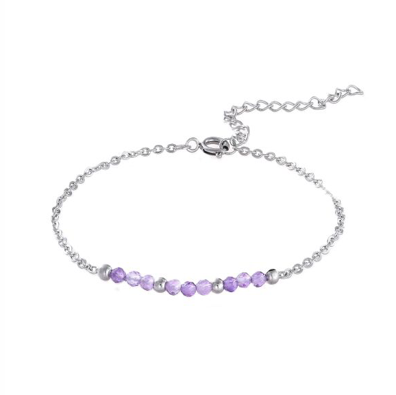 Weihrauch bei Facettiertes Amethyst-Armband – Silberner Edelstahl