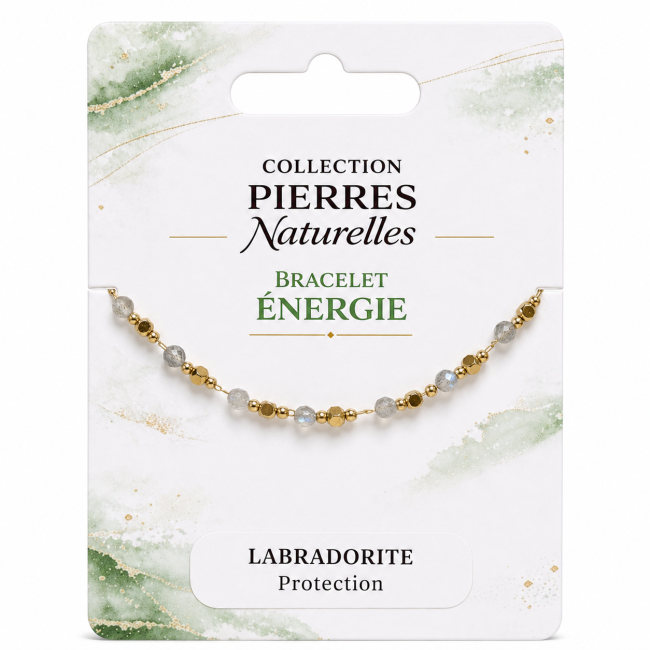 AA Labradorit-Energiearmband – Goldperlen