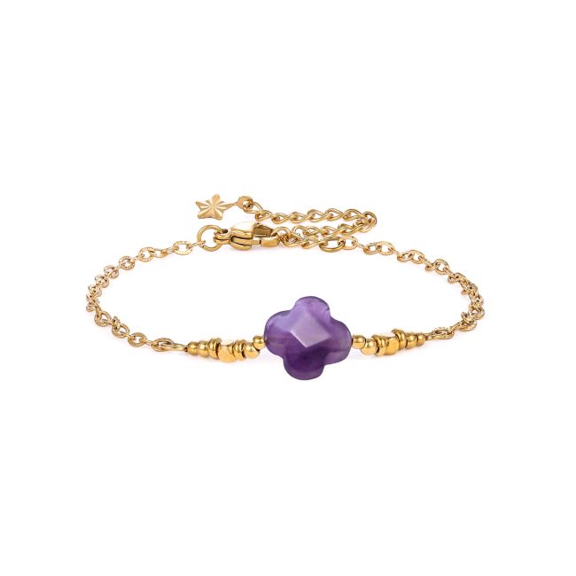 Glücksarmband aus Amethyst A – Kleeblatt