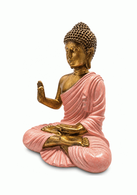 Weihrauch bei Buddha-Statue Abhaya Rosa und Gold aus Harz 23 cm|de