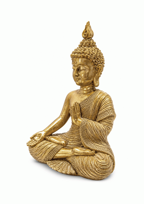 Weihrauch bei Goldene Buddha-Statue Lehr-Mudra aus Harz 15 cm|de