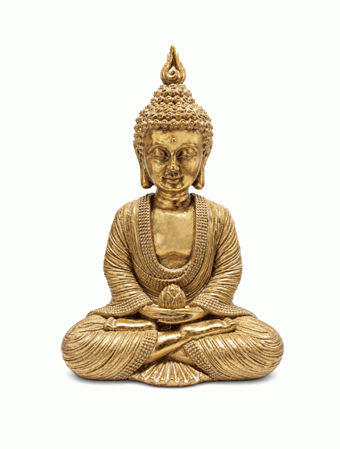 Weihrauch bei Buddha-Statue Meditation Vergoldet aus Kunstharz 15 cm