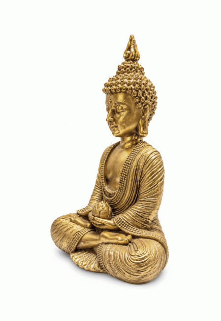 Weihrauch bei Buddha-Statue Meditation Vergoldet aus Kunstharz 15 cm|de
