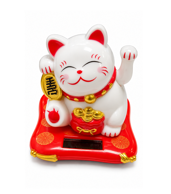 Weihrauch bei Solar-Maneki-neko Glückskatze mit Beweglichem Arm 7,5 cm