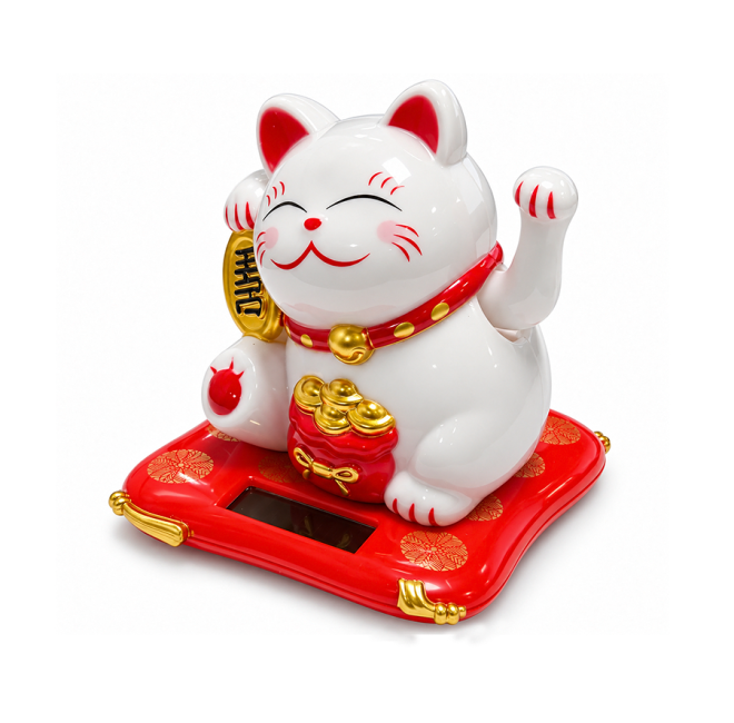 Weihrauch bei Solar-Maneki-neko Glückskatze mit Beweglichem Arm 7,5 cm|de
