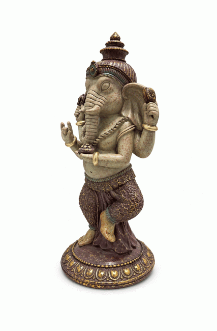 Weihrauch bei Tanzende Ganesha-Statue in Mauve und Gold aus Harz, 32 cm|de