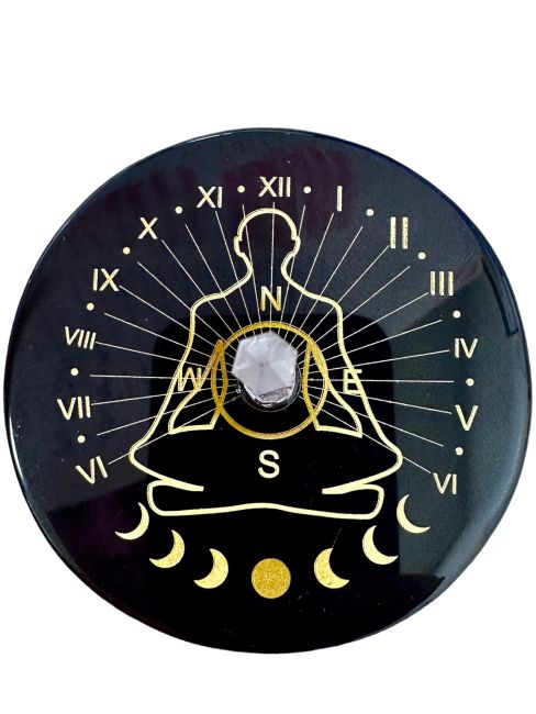 Pentagrammtafel aus schwarzem Onyx mit Bergkristall, 8 cm