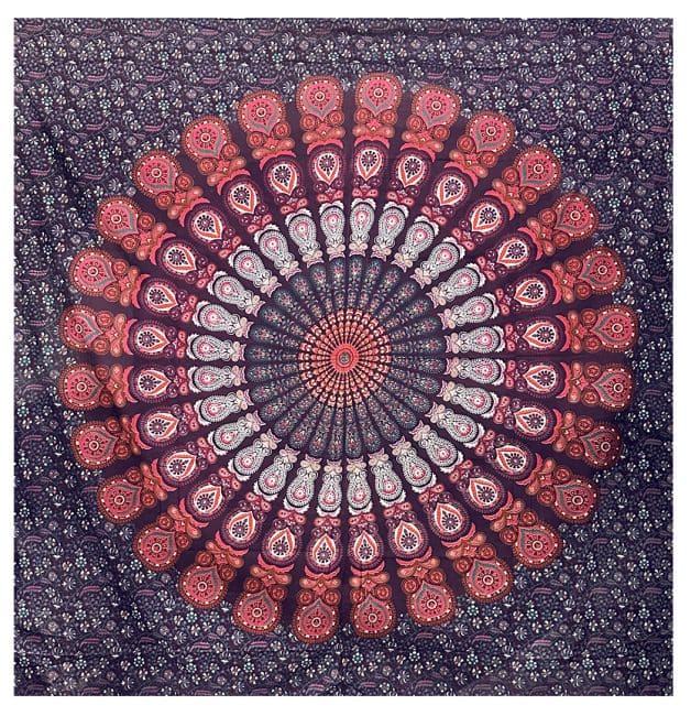 Lila Mandala-Wandbehang, Mauve, Rot, Rosa