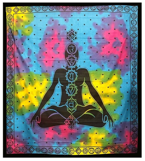 Wallhanging 7 Chakras Gelb, Rosa, Türkis