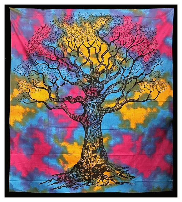 Baum des Lebens Wandteppich Malvenrosa Ocker