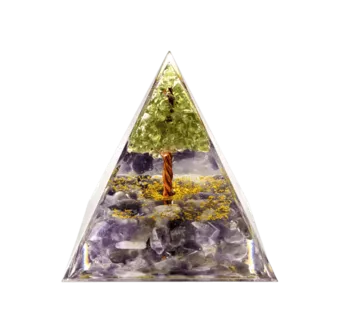 Orgonit-Pyramide Amethyst & Peridot Baum des Lebens