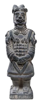 Schwarze Kriegerstatue aus Terrakotta 12 cm