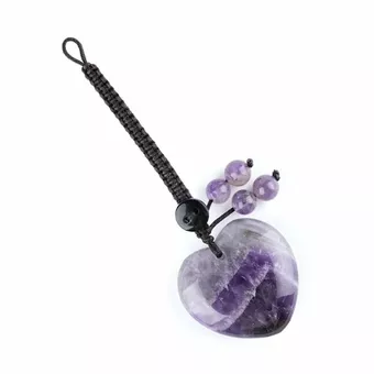 Amethyst-Herz-Taschenanhänger aus Naturstein