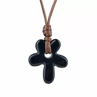 Schwarze Obsidian-Blumenkette A