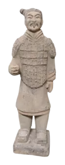 Bunte antike Kriegerstatue aus Terrakotta 20 cm