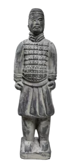 Schwarze Ritterstatue aus Terrakotta 22 cm
