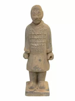 Antike bunte Ritterstatue aus Terrakotta, 20 cm