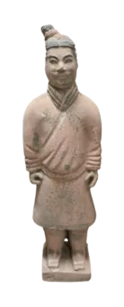 Antike bunte Kriegerstatue aus Terrakotta, 22 cm