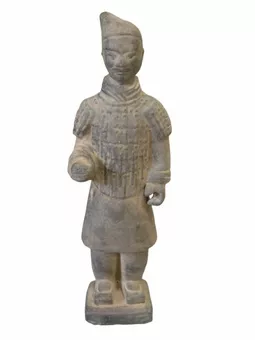 Schwarze Terrakotta-Kriegerstatue, 25 cm