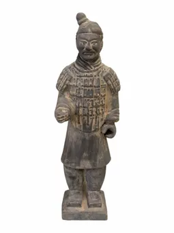 Schwarze Terrakotta-Kriegerstatue, 25 cm