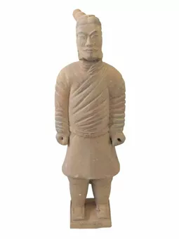 Antike bunte Kriegerstatue aus Terrakotta, 25 cm