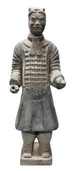 Schwarze Kriegerstatue mit Rüstung aus Terrakotta 26 cm