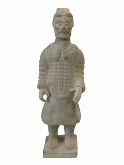 Schwarze Kriegerstatue mit Terrakotta-Rüstung, 26 cm