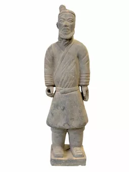 Schwarze Kriegerstatue aus Terrakotta, 35 cm
